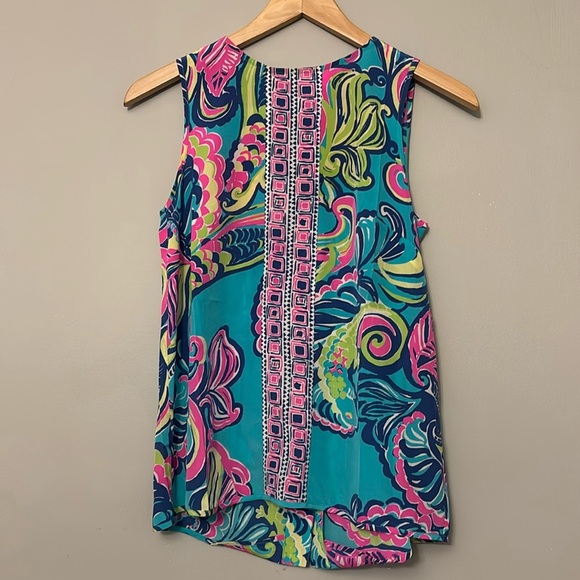 Lilly Pulitzer silk Iona sleeveless button down back blouse sz XS - Picture 1 of 7
